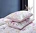 VM VOUGEMARKET Flower Duvet Cover Queen,3 Pieces Pink Purple Floral Bedding Set,Silky Egyptian Sateen Cotton Branch Comforter Cover with Button Closure for All Season