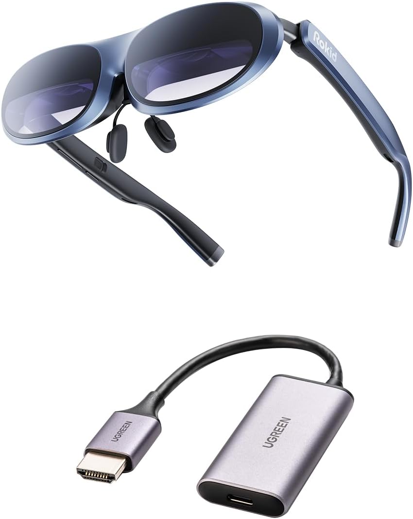 Augmented Reality Glasses Wearable Headsets Smart Glasses for Video Display, Myopia Friendly Portable Massive 1080P Screen,Watch on iOS/Android/PC/Tablets/Game Consoles