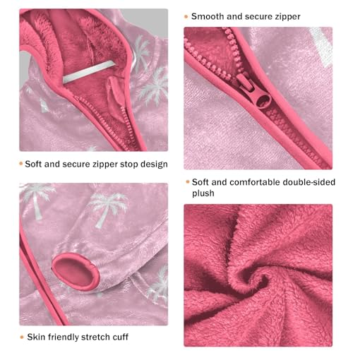 OTVEE Palm Tree on Pink Kids Hoodie Jacket Fall Spring Full Zip Warm Outwear Coat3