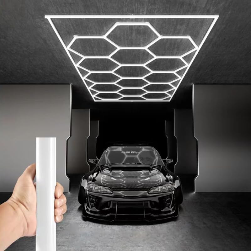 Updated Bigger Size Hexagon LED Garage Light with Rectangle Frame, 780W 101,400LM Ultra-Bright, 15 Hex Grid Design - Ideal for Garage, Warehouse, Workshop, Gym, Basement Lighting