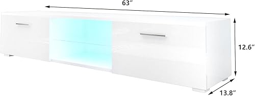 Miniatura 3 de Soportes LED brillantes para TV centro de entretenimiento moderno almacenamiento de medios para pantalla plana de 65 pulgadas estantes de gris,