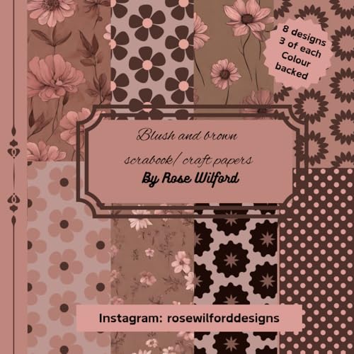 Blush pink and brown scrapbook, craft and card making papers image 2