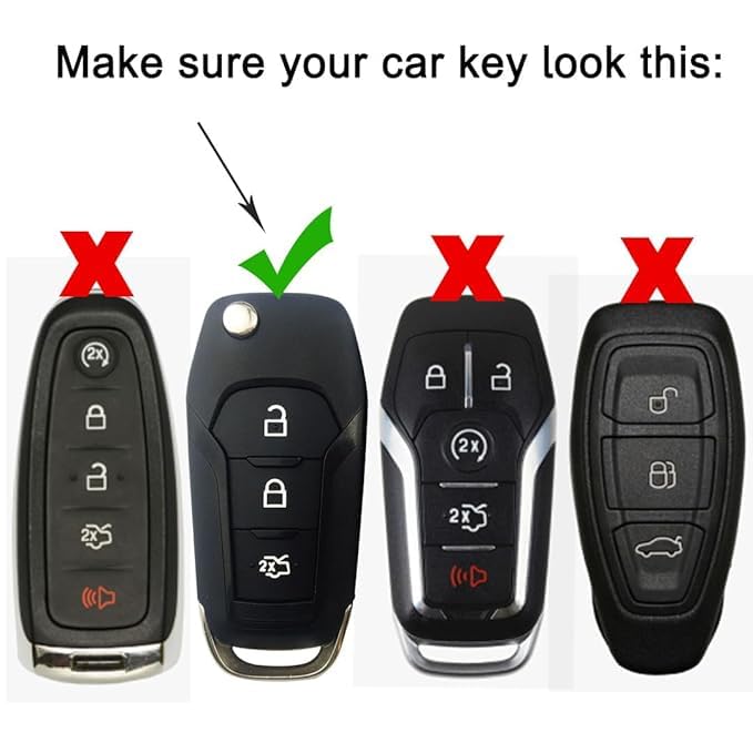 Image of BKN Metal Key Cover Compatible for Ford Figo, Aspire, Endeavour Flip Key 3 Button Flip Key with Keychain (3 Button Smart Key)