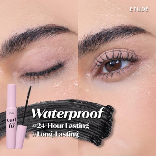 Image of ETUDE Curl Fix Mascara Black 1+1 Set, Lash Mascara, Strong Curl Up, Long-Lasting, Waterproof, Light-Weight, Korean Makeup, Beauty, Vegan Certified (0.27 * 2 Fl Oz)