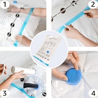 Amazon Basics Sacchetti sottovuoto con pompa a mano, Cerniera, misura grande, confezione da 5, Trasparente