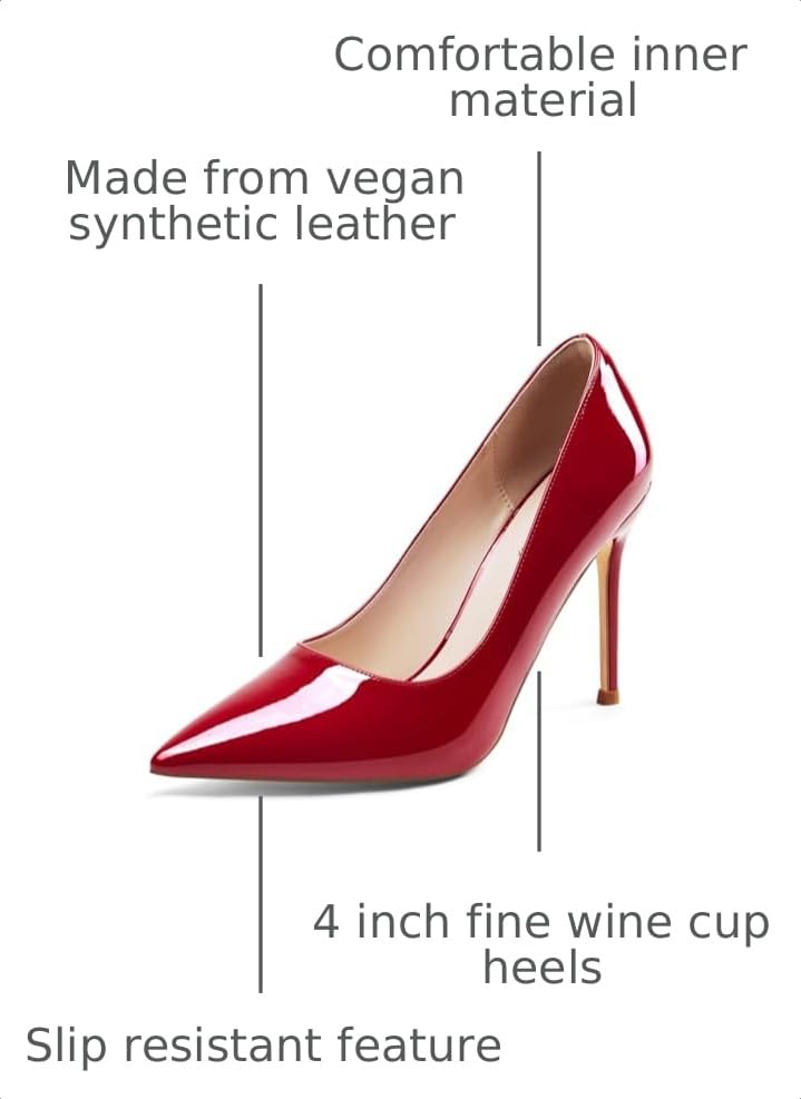 Image of Elisabet Tang High Heels, Womens Pointed Toe Slip on Stilettos Party Wedding Pumps Basic Shoes