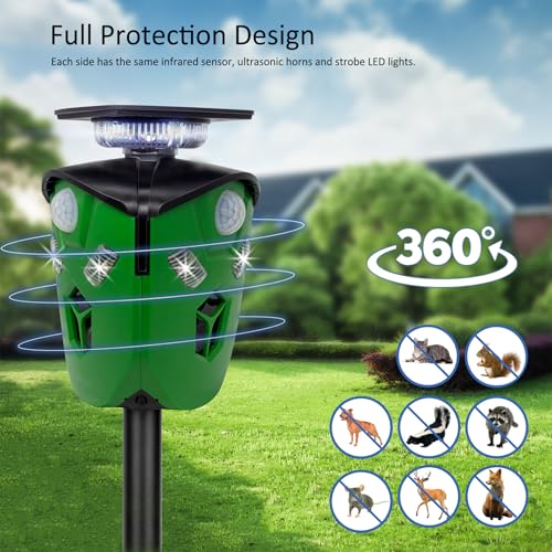 image for CritterTec Solar Powered Ultrasonic Animal Repellent 360° Squirrel Re