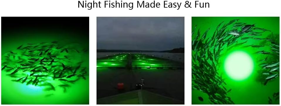 ZVZ Green UltraBright 200W DC12V Fishing Light - 26K LM LED Fish Attractor for Night/Ice Fishing, Boat, Dock - IP68, 5M Cable, 50K Hrs (Crappie/Snook/Squid) - Salt/Freshwater