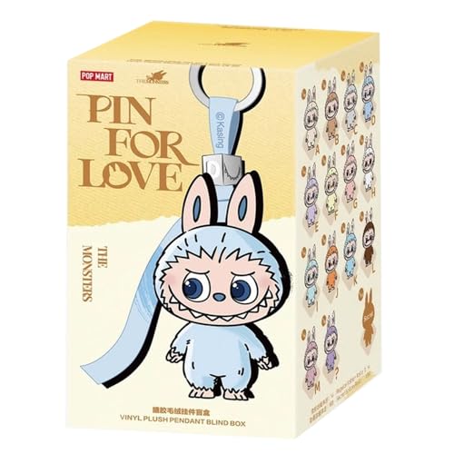 POP MART The Monsters Labubu Pin for Love Series Blind Box Plush Pendant (A–M), Pack of 1 Mini Vinyl Plush Keychain, Cute Collectible Mystery Toy Gift