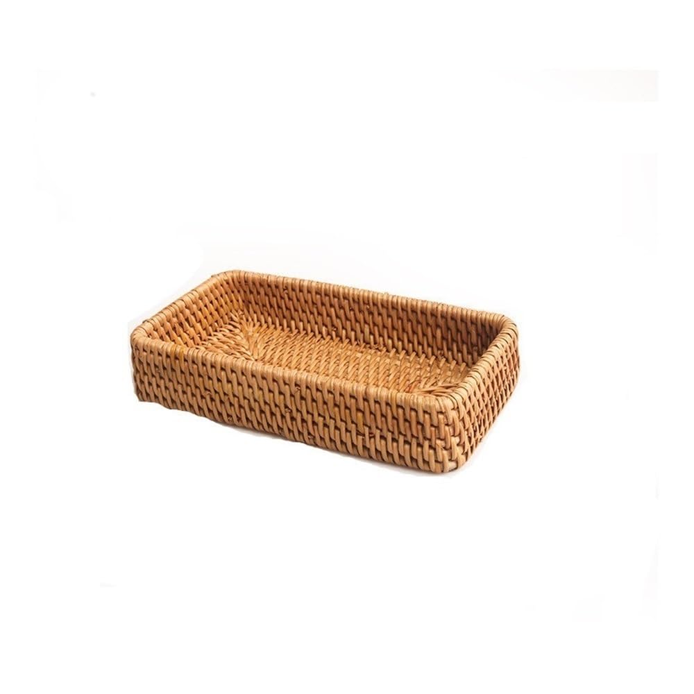 Basket Storage Box Kitchen 1-Pack,Decoration Handwoven Rattan,Square Wicker Tray Picnic Sundries Plate