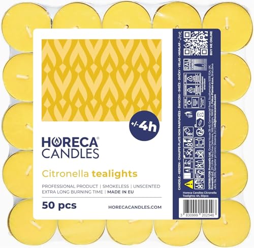Prices Candeline Alla Citronella, Confezione Da 25 Pezzi, Codice 016668, Diametro 37 Mm, Altezza 15 Mm, Per Esterni E Giardino