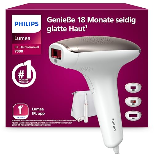 Philips Lumea IPL 7000 serija - IPL uređaji za uklanjanje dlačica za do 18 mjeseci svilenkasto glatke kože¹ s 3 nastavka za tijelo i lice, alternativa laserskom uklanjanju dlačica (BRI923/00)