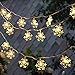 WesGen Christmas Lights，Snowflake String Lights Battery Operated Waterproof 20ft, 40 LED Fairy Lights for Xmas Garden Patio Bedroom Party Decor Christmas Decorations,Warm White