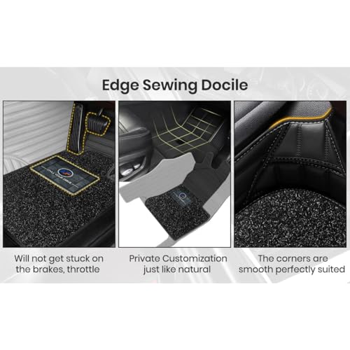 Image of Autofurnish Combination 9D Car Mat Full Set for Maruti Suzuki Dzire 2024 || Luxury Leather Dual-Stitch Full Set 9D Car Floor Mat || 100% Waterproof || Color : Black XV-Greige
