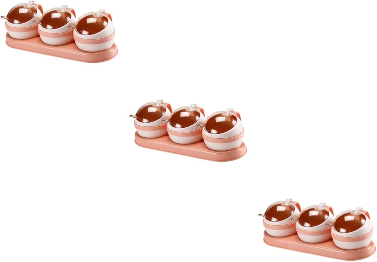 3Pcs Seasoning Storage Pots Wheels For Ladder Container With Lid Salt Condiment Holder Metal Condiment Jar Storage Boxes Ornate Frame Seasoning Jar Clear Spices At Home-Pinkx3pcs-28X10X9CMx3pcs