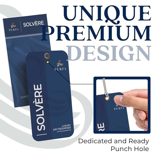 Image of 9PCS Solvere Disposable Air Fresheners for Men | Long Lasting Car Air Freshener Fragrance | Lasts for 2 Weeks | Strong Car Perfume with Odor Eliminating Technology | Solvere by Perfa