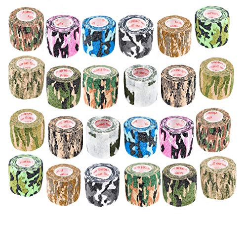 Prairie Horse Supply Vet Wrap Tape Bulk (Assorted Camo Colors) (24 Pack) (2 Inches Wide) Vet Wrap Medical First Aid Tape Self Adhesive Adherent for Ankle Wrist Sprains and Swelling