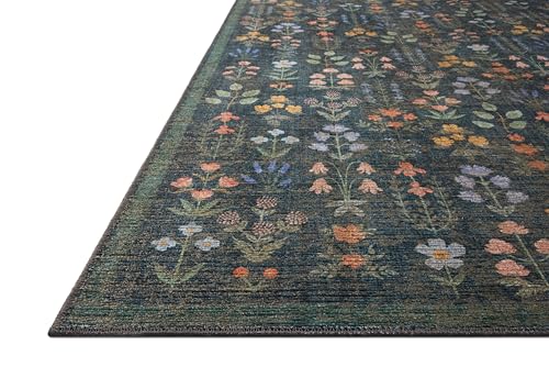 Image of Loloi Rifle Paper Co Edinburgh Navy /Multi 10'-0 inch x 14'-0 inch Area Rug | EDN-03 Printed Approx. 10x14 Blue Living room Dining room Bedroom, Rustic, Elegant, Muted, Refined, Area Rug