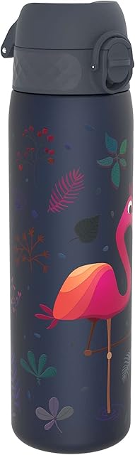 ION8 Butelka na Wodę, 500 ml/18 oz, Szczelna, Łatwe Otwieranie, Bezpieczny Zamek, Można Myć w Zmywarce, Bez BPA, Higieniczne Pokrycie, Uchwyt do Przenoszenia, Łatwa Czyszczenie, Bezwonny, Flaming