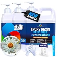 CRAFT RESIN 12L Crystal Clear Deep Pour Epoxy Resin Kit with Pumps - Food Safe & UV Resistant Best for DIY, Art, River Table, Wood, Flower, Mould Casting Resin Epoxy Kit - for Beginners & Pros