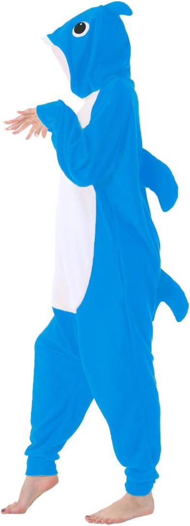 dressfan Cartoon Unisex Animal Grey Shark Costume Pajamas Adult Kids Teen Women Men - Image 3
