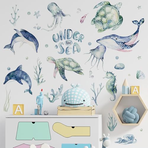 Cenefas Adhesivas Baño Vinilos Decorativos Tema Marino - Autoadhesivos con Delfines...