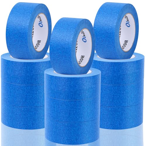 Image of Oleitodh 12 Rolls Blue Painters Tape Bulk 2 inch x 660 Yards, Painters Masking Tape No Residue Wall Painting Tape Artist Tape Trim Edge Finishing Tape for Wall Painting Decoration DIY Supplies