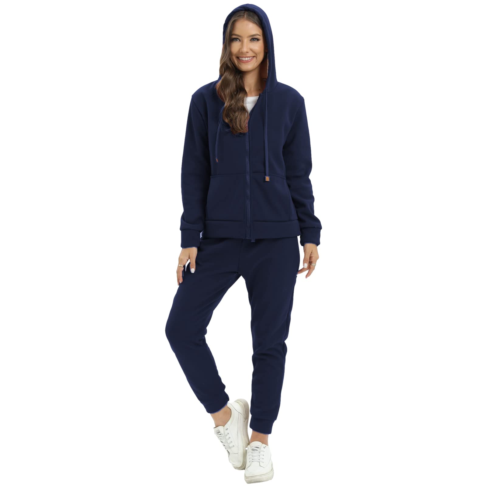 amropi Chándal de Mujer Chaqueta de Lana con Capucha y Pantalones Conjunto de Invierno