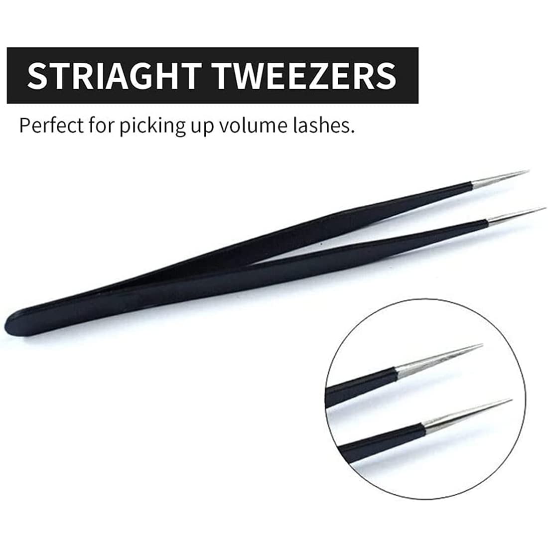 Wimpernpinzetten Set – Gerade & Gebogene Spitze, Edelstahl, 14 Cm, Für Wimpernverlängerung & Nageldesign