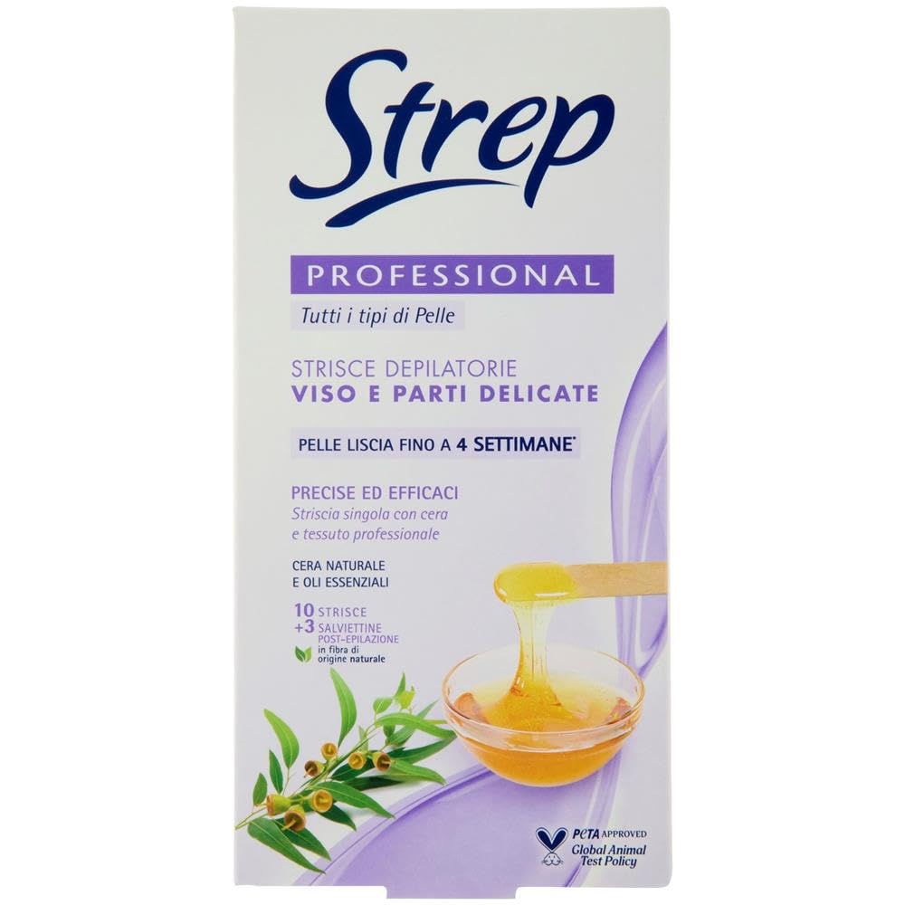 Strep Set 12 10 Strisce Viso-Partito Delicate Depilazione, Multicolore, Singolo