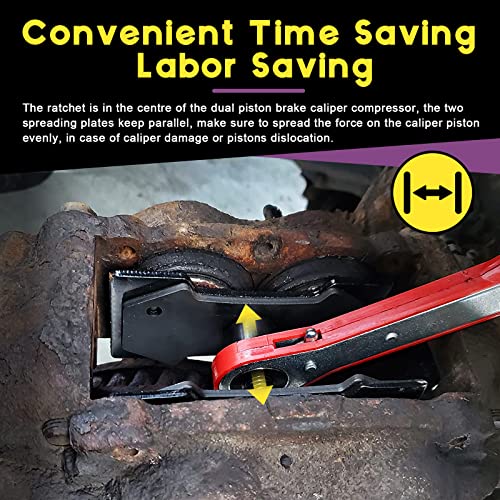 Swpeet 4Pcs Brake Caliper Press Tool And 8 Piece Sae & Metric Brake Lining Thickness Gauge With Brake Caliper Hanger Hooks For Automotive Tool Use Car Ratcheting Piston Spreader Press Tool #TOP2