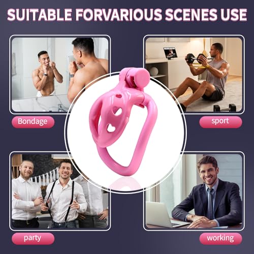 Image of Male Chastity Device Positive /Negative with 4 Rings Super Small Cage (Micro Pink)