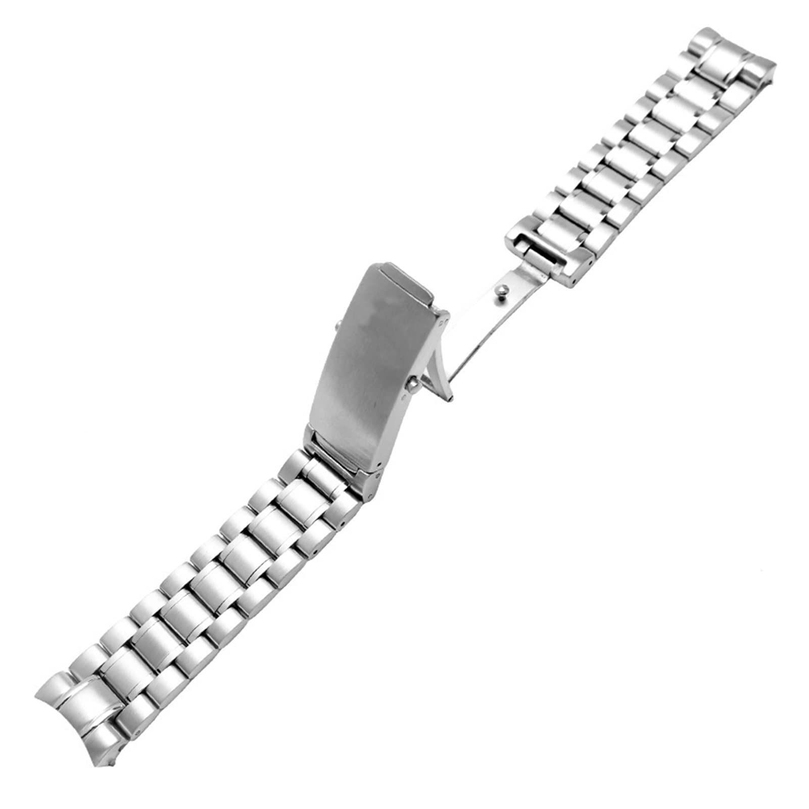 Uhrenarmband， Massives Edelstahlarmband mit gebogenem Ende for Uhren