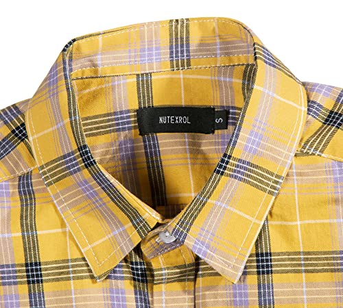 Men's Button Down Plaid Short Sleeve Work Casual Western Dress Shirt4