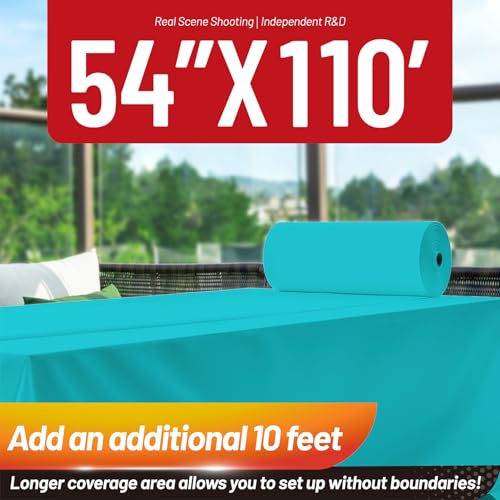 Image of Plastic Table Cloth, 110 Ft X 54 In Disposable Tablecloth Light Blue Tablecloth Premium PEVA Plastic Table Cloth Disposable with Any Cut Sliding Cutters for Picnics, Parties, Birthdays, Festivals