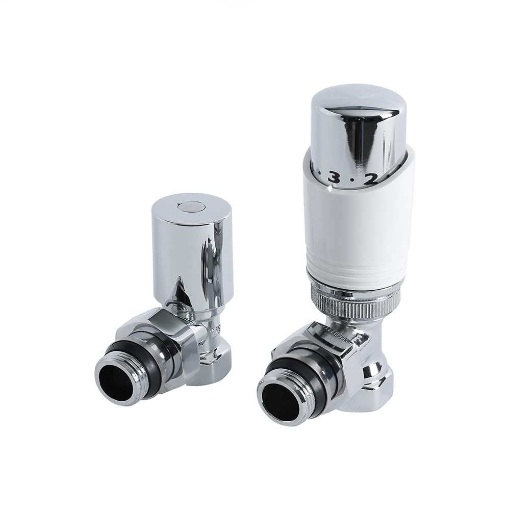 Milano Women's Chrome & White Chrome And White 1/2" Thread Valve And Trv Thermostatic Radiator Valve