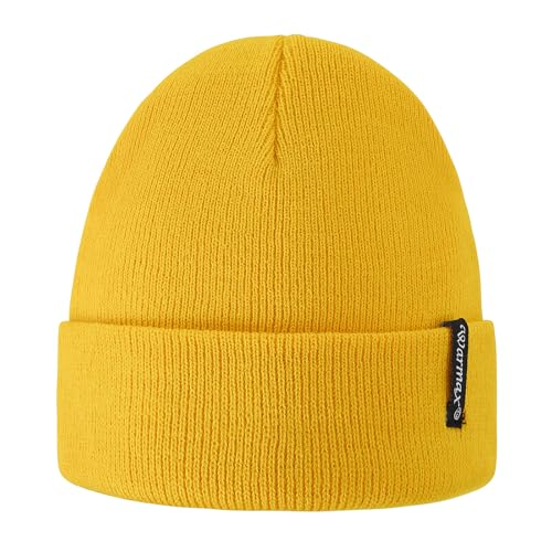 American Trends Baby Toddler Yellow Beanie for Girls Boys Newborn Infant Winter Hat Kids Warm 0-6 Months