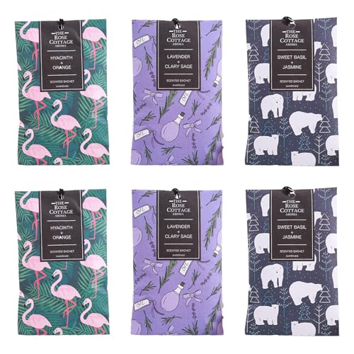 Guyode 6 Piezas Ambientador Armario Ropa Diseño de Cordón Ambientador para Ropa Vestuario Fragancia Duradera Boles D’Olor Natural Fragancia Duradera se Aplica Armarios Closets Cocinas Coches (A)