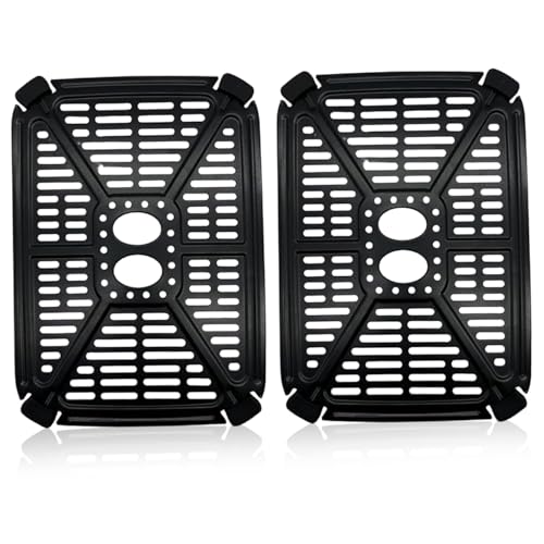 Image of Ameble 2-Pack Non-Stick Coating Air Fryer Tray with Cool-Touch Handle, Carbon Steel Accessories for Even Cooking for Air Fryer Basket, Oven Safe