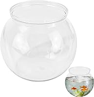 27 oz Unbreakable Plastic Fish Bowl - Shatterproof Clear Mini Betta Fish Tank, Small Goldfish Aquarium for Home Decor & Party Centerpieces