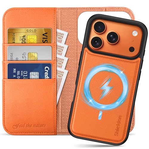 Funda iPhone 17 Pro Piel Auténtica Naranja Alta Gama SHIELDON