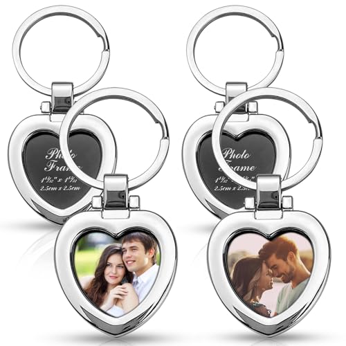 GZLFH Porte Clé Photo - Coeur Porte Clef Personnalisable 4 Pcs