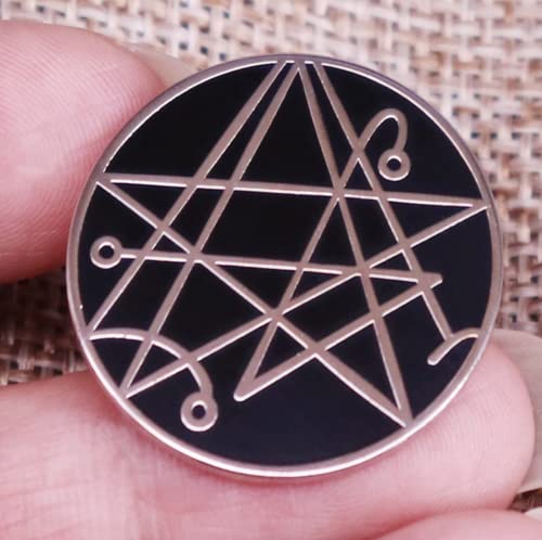 Image of H.P. Lovecraft Cthulhu Necronomicon Simon Star Sigil Grimoire 1.1 inch Enamel Pin Badge