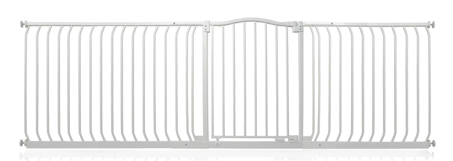 Safetots Matt White Curved Top Safety Gate, 234Cm - 243Cm, Pressure Fit Stair Gate, Baby Gate For Doors Hallways And Spaces, Safety Barrier, Easy Installation