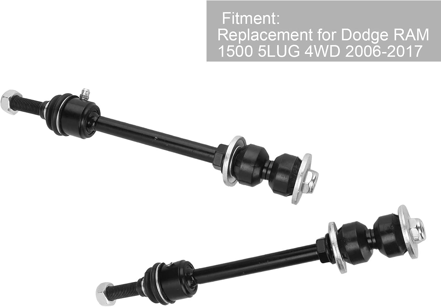 Aramox 2 Pièces Liens D'extrémité de Barre Stabilisatrice Avant, Remplacement de Lien de Barre Stabilisatrice Anti-roulis Noir pour 1500 5LUG 4WD 2006-2017
