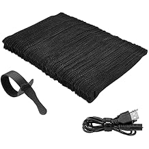 100Pk Reusable Cable Ties Cable Straps, Trilancer 6x0.47 Thin Wire Cord Organization Ties with Hook and Loop for Home, Office and Data CentersBlack