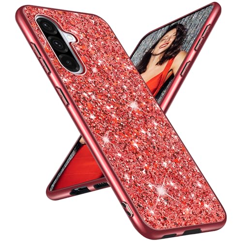 Coque Samsung A36 5G anti-rayures en silicone rouge pailleté