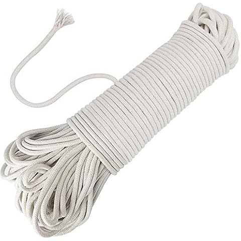 ZEONHEI 164 Feet 1/4 Inch White Natural Cotton Rope, Cotton Clothesline Rope, All-Purpose Craft Rope for Clothes Hanger, Garden Flower Potted Plants, Laundry Line Dryer, 1 Solid Rope Cover