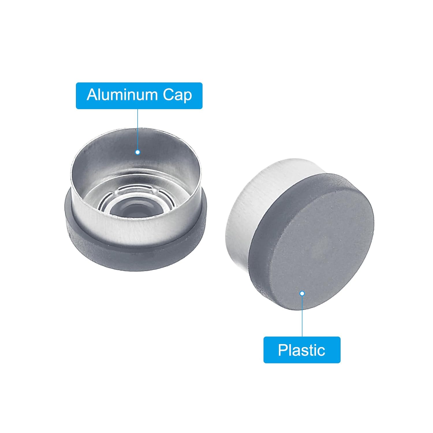 PATIKIL 13mm Flip Off Caps, 100 Pcs Flip Off Caps Flip Off Seals Flip Off Vial Seals Plastic Aluminum Caps Cover for Glass Vial, Grey