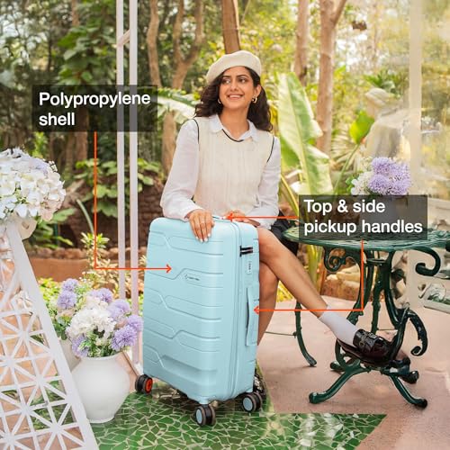 Image of Nasher Miles Paris Hard-Sided Polypropylene Double Spinner Check-in Luggage 28 inch | 75cm | 8 Wheels Large Trolley Bag for Travel | Suitcase (Pastel Green)